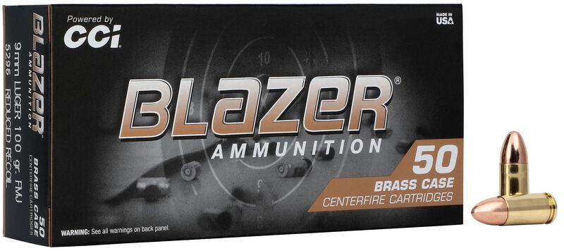 Blazer Brass, 9mm Luger, 100 Grain, Full Metal Jacket, 1130 fps