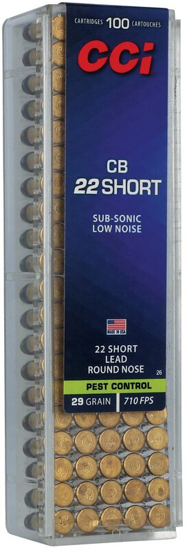 CB, 22 Short, 29 Grain, Lead Round Nose, 710 fps