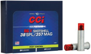 Pest Control Big 4&trade; Shotshell, 38 Spl/357 Mag, 4 Shot, 1000 fps