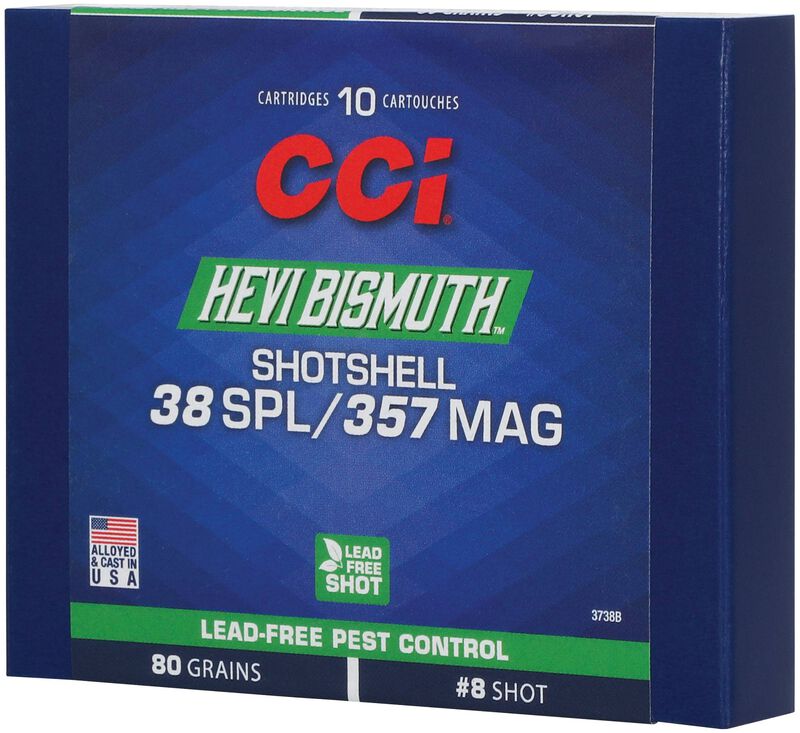 Pest Control Bismuth Shotshell, 38 Spl/357 Mag, 8 Shot, 1100 fps