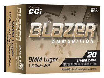 Blazer Brass HP, 9mm Luger, 115 Grain, Jacketed Hollow Point, 1145 fps
