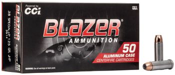 Blazer Aluminum, 38 Special +P, 125 Grain, Jacketed Hollow Point, 945 fps