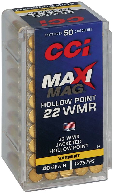 Maxi-Mag, 22 WMR, 40 Grain, Jacketed Hollow Point, 1875 fps