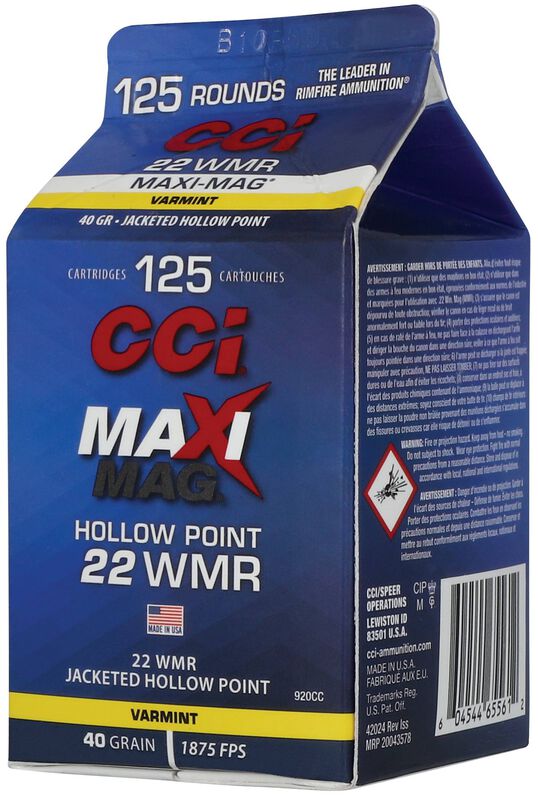 Maxi-Mag, 22 WMR, 40 Grain, Jacketed Hollow Point, 1875 fps