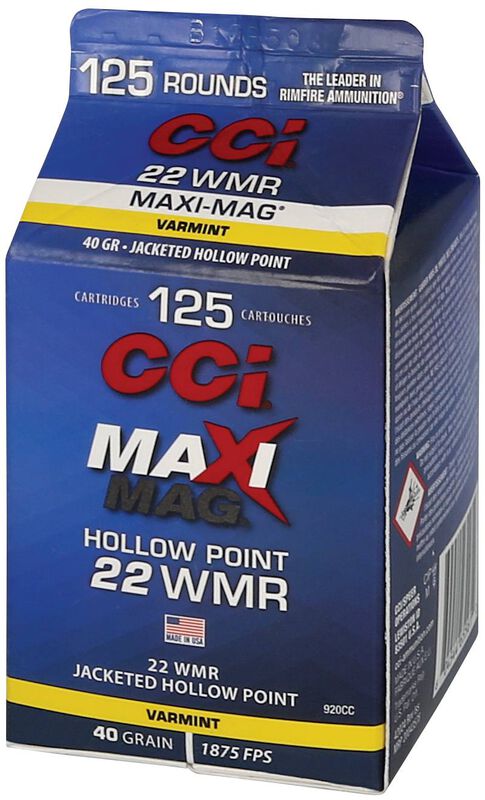 Maxi-Mag, 22 WMR, 40 Grain, Jacketed Hollow Point, 1875 fps