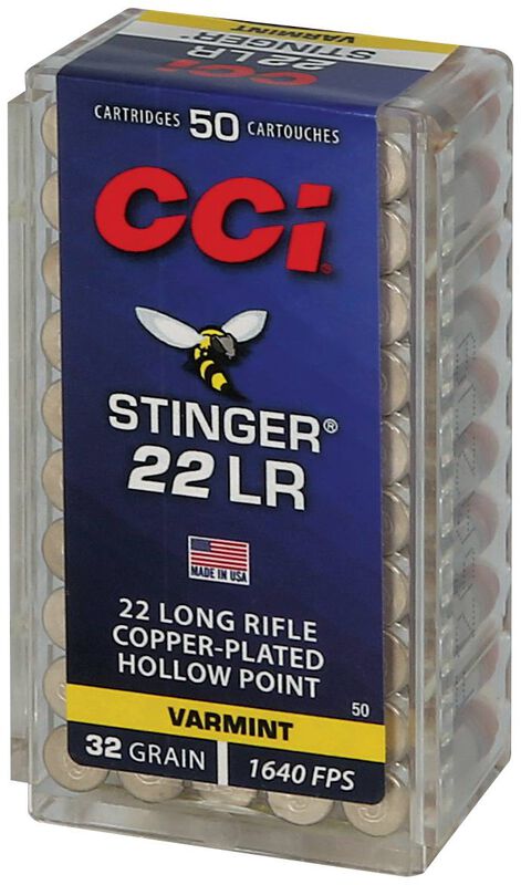 Stinger, 22 LR, 32 Grain, Copper Plated Hollow Point, 1640 fps