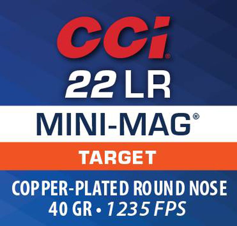 Target Mini-Mag, 22 LR, 40 Grain, Copper Plated Round Nose, 1235 fps