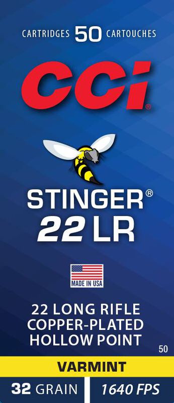 Stinger, 22 LR, 32 Grain, Copper Plated Hollow Point, 1640 fps