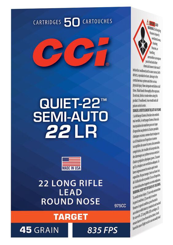 Quiet-22 Semi-Auto, 22 LR, 45 Grain, Soft Point, 835 fps
