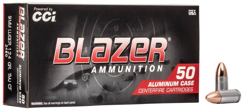 Blazer Clean-Fire, 9mm Luger, 124 Grain, Total Metal Jacket, 1090 fps