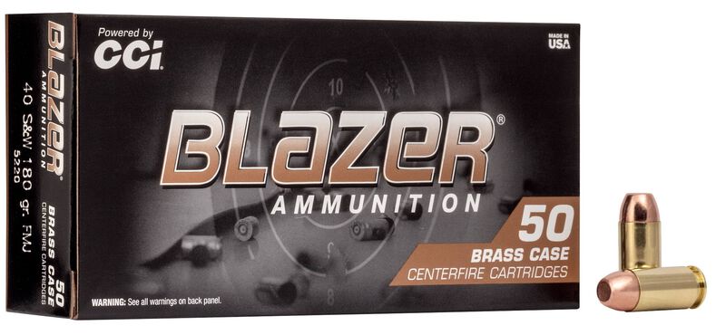 Blazer Brass, 40 S&amp;W, 180 Grain, Full Metal Jacket, 985 fps