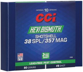 Pest Control Bismuth Shotshell, 38 Spl/357 Mag, 8 Shot, 1100 fps
