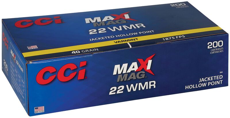 Maxi-Mag, 22 WMR, 40 Grain, Jacketed Hollow Point, 1875 fps