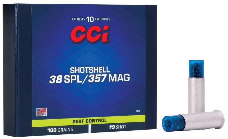 Pest Control Shotshell, 38 Spl/357 Mag, 9 Shot, 1050 fps