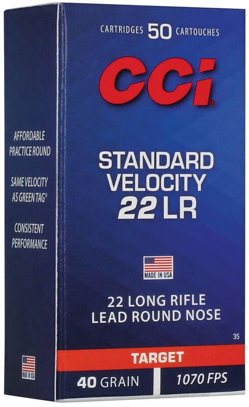 Standard Velocity, 22 LR, 40 Grain, Lead Round Nose, 1070 fps