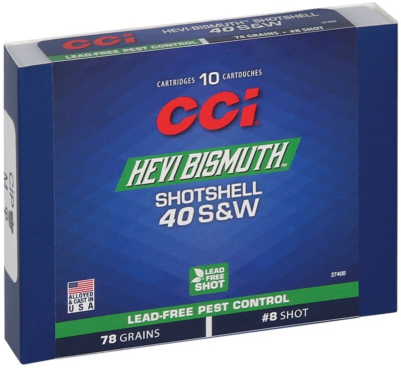 Pest Control Bismuth Shotshell, 40 S&amp;W, 8 Shot, 1300 fps