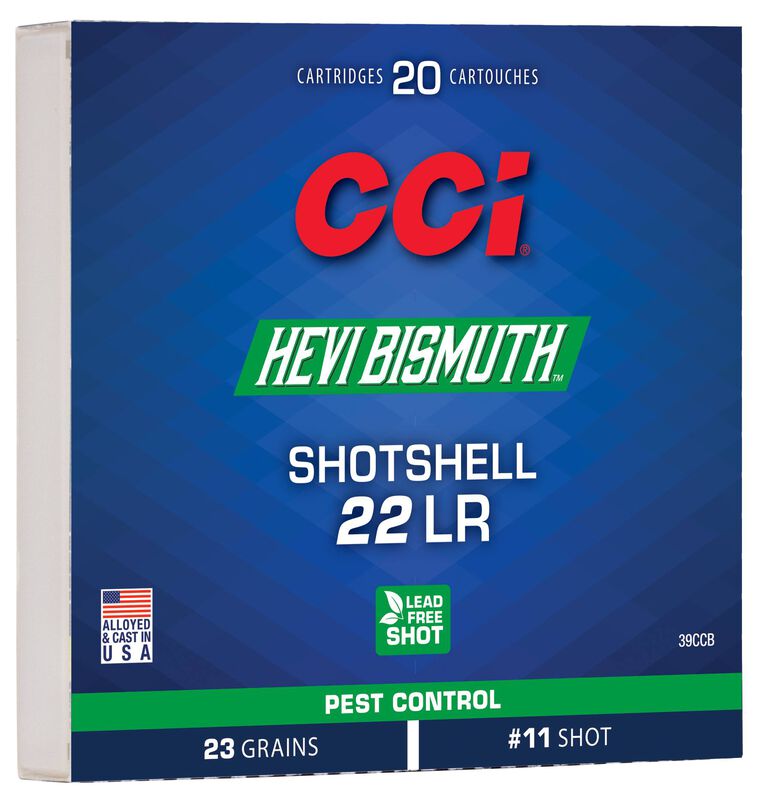 HEVI-Bismuth Pest Control Rimfire, 22 LR, 11 Shot, 1000 fps