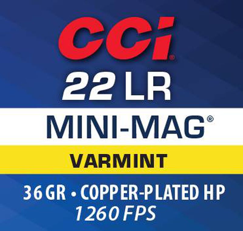 Mini-Mag HP, 22 LR, 36 Grain, Copper Plated Hollow Point, 1260 fps