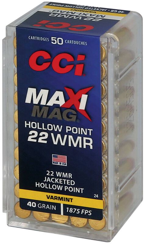 Maxi-Mag, 22 WMR, 40 Grain, Jacketed Hollow Point, 1875 fps