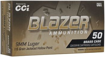 Blazer Brass HP, 9mm Luger, 115 Grain, Jacketed Hollow Point, 1145 fps