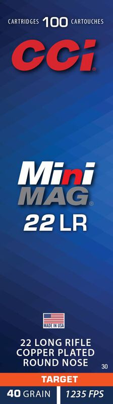 Target Mini-Mag, 22 LR, 40 Grain, Copper Plated Round Nose, 1235 fps