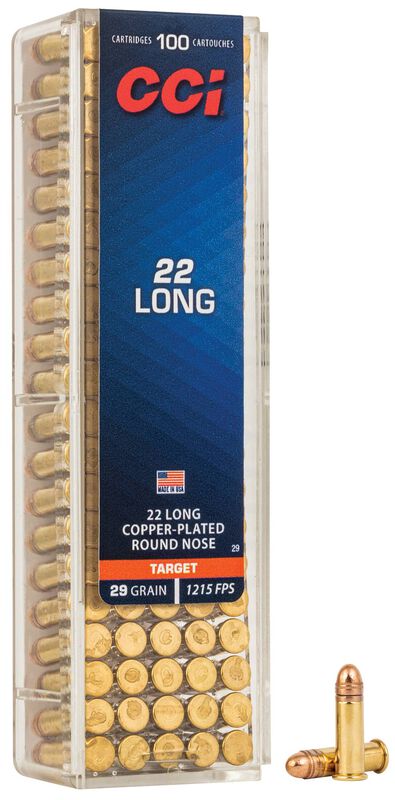 22 Long, 22 Long, 29 Grain, Copper Plated Round Nose, 1215 fps