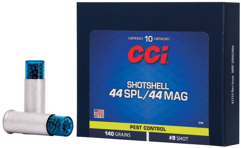 Pest Control Shotshell, 44 Spl/Rem Mag, 9 Shot, 1000 fps