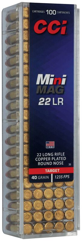 Target Mini-Mag, 22 LR, 40 Grain, Copper Plated Round Nose, 1235 fps
