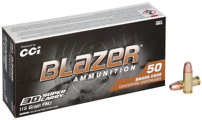 Blazer Brass, 30 Super Carry, 115 Grain, Full Metal Jacket Flat Nose, 1150 fps