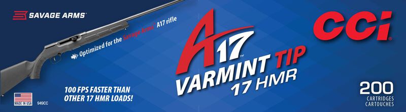 A17, 17 HMR, 17 Grain, Tipped Varmint, 2650 fps