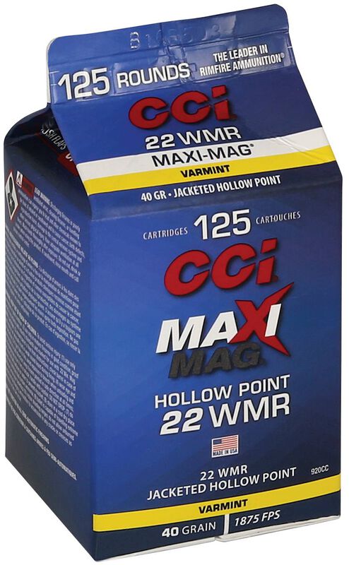 Maxi-Mag, 22 WMR, 40 Grain, Jacketed Hollow Point, 1875 fps