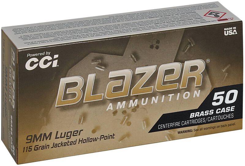 Blazer Brass HP, 9mm Luger, 115 Grain, Jacketed Hollow Point, 1145 fps