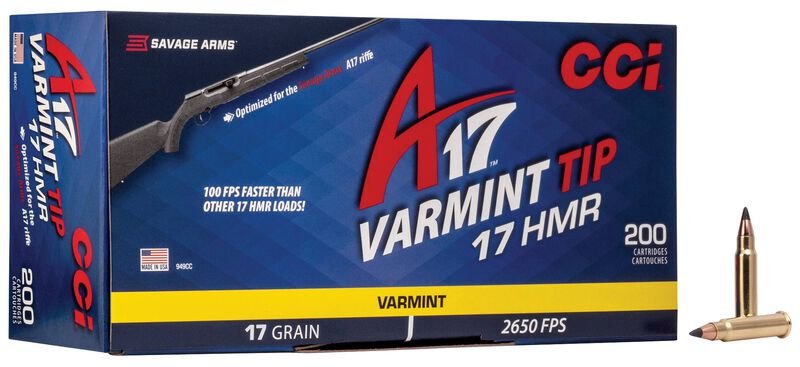 A17, 17 HMR, 17 Grain, Tipped Varmint, 2650 fps