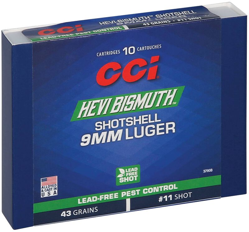 Pest Control Bismuth Shotshell, 9mm Luger, 11 Shot, 950 fps