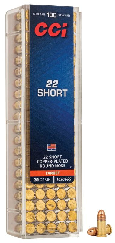 Short CPRN, 22 Short, 29 Grain, Lead Round Nose, 1080 fps
