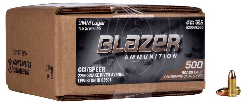Blazer Brass, 9mm Luger, 115 Grain, Full Metal Jacket, 1145 fps