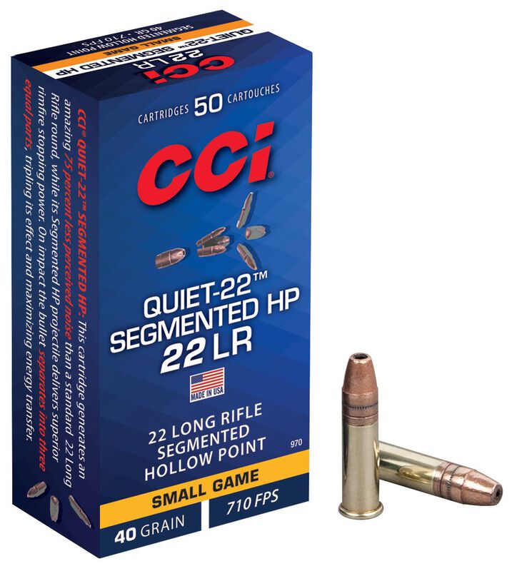 Quiet-22 Segmented HP, 22 LR, 40 Grain, Segmented Hollow Point, 710 fps