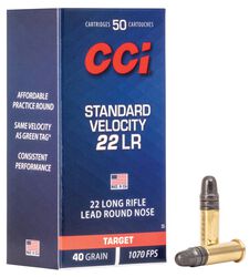 Standard Velocity, 22 LR, 40 Grain, Lead Round Nose, 1070 fps