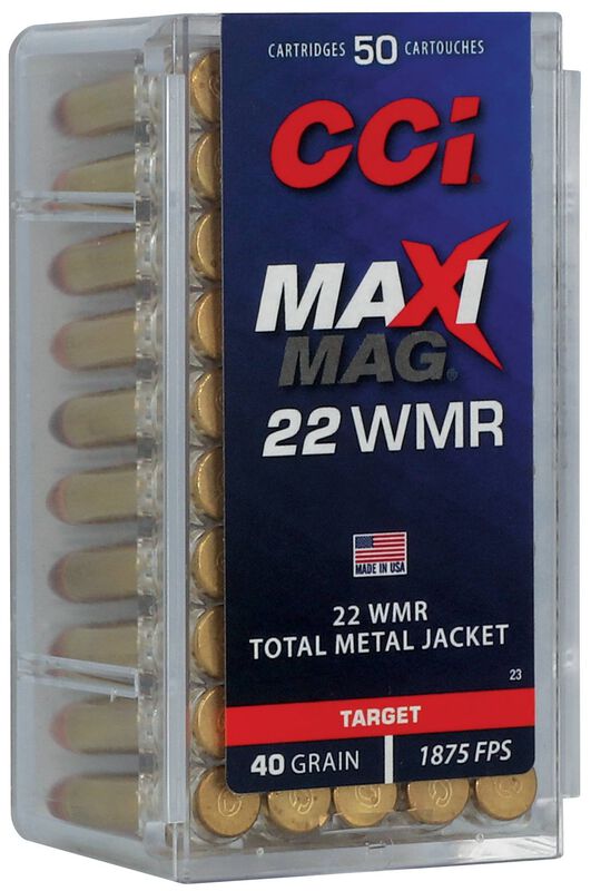 Maxi-Mag TMJ, 22 WMR, 40 Grain, Total Metal Jacket, 1875 fps