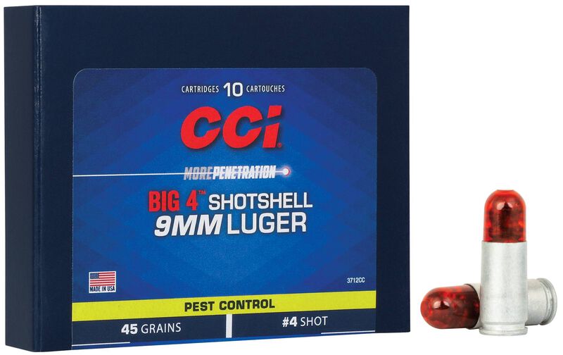 Pest Control Big 4&trade; Shotshell, 9mm Luger, 4 Shot, 1000 fps