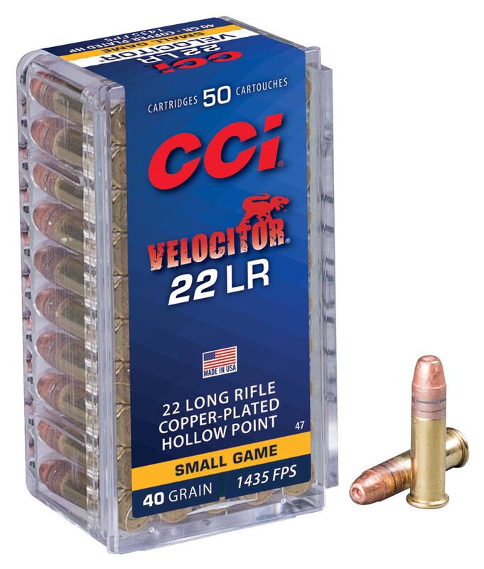 Velocitor HP, 22 LR, 40 Grain, Copper Plated Hollow Point, 1435 fps