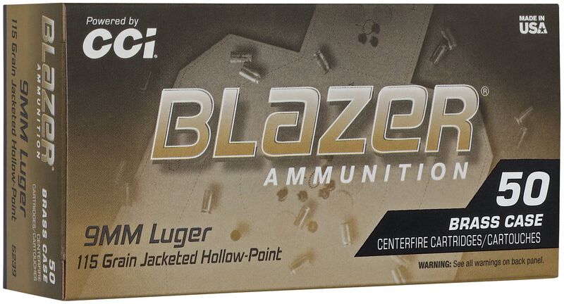 Blazer Brass HP, 9mm Luger, 115 Grain, Jacketed Hollow Point, 1145 fps