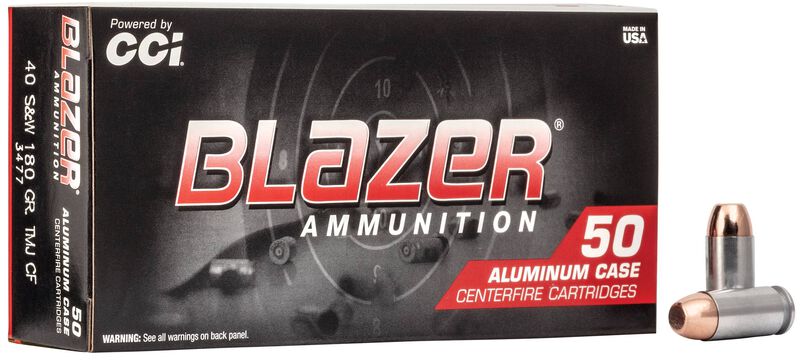 Blazer Clean-Fire, 40 S&amp;W, 180 Grain, Total Metal Jacket, 1000 fps