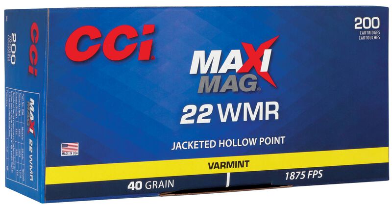 Maxi-Mag, 22 WMR, 40 Grain, Jacketed Hollow Point, 1875 fps