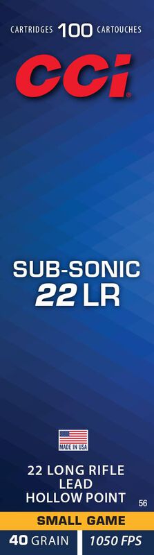 Sub-Sonic HP, 22 LR, 40 Grain, Lead Hollow Point, 1050 fps