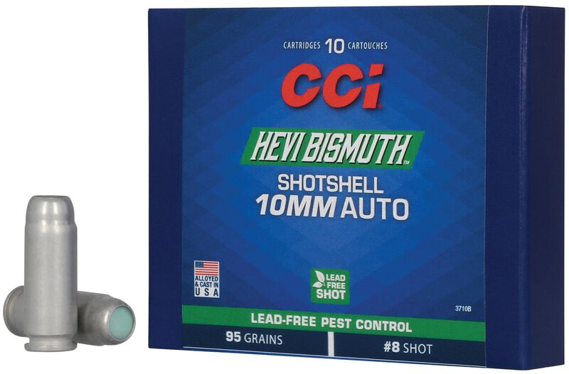 Pest Control Bismuth Shotshell, 10mm Auto, 8 Shot, 1300 fps