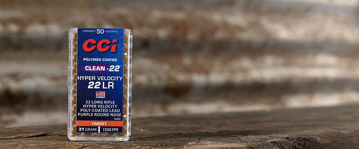 box of Clean-22 Hyper Velocity 22 LR on a table