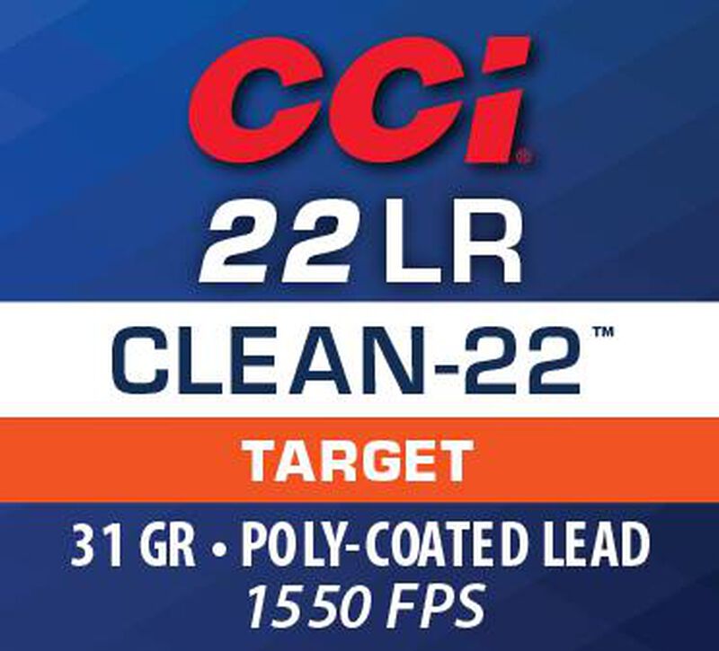 Clean-22 Hyper Velocity, 22 LR, 31 Grain, Poly-Coated Round Nose, 1550 fps
