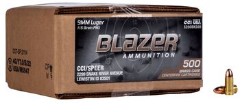 Blazer Brass, 9mm Luger, 115 Grain, Full Metal Jacket, 1145 fps