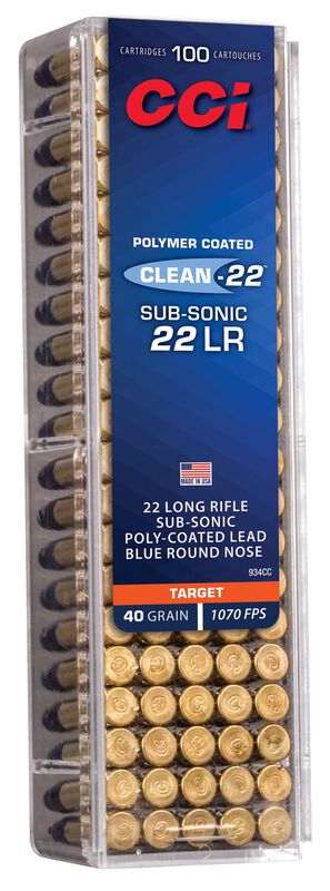 Clean-22, 22 LR, 40 Grain, Lead Round Nose, 1070 fps 22 LR Caliber Ammo - 100 Rounds of 40 Grain Weight Ammunition (934CC)
